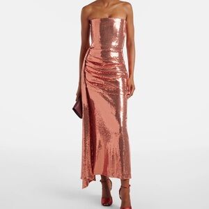 Alex Perry Strapless Sequin Gown in Rose Gold/Copper